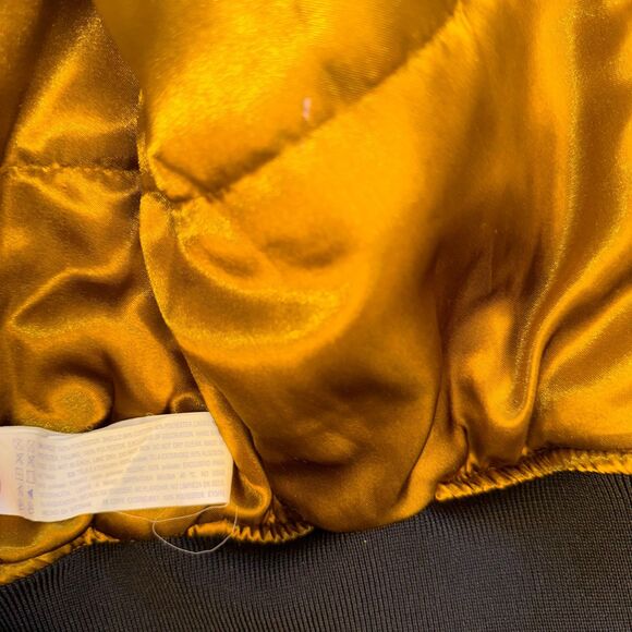 Forever 21 Mustard Yellow Bomber Jacket Satin Lined Oversized Small - Picture 9 of 11